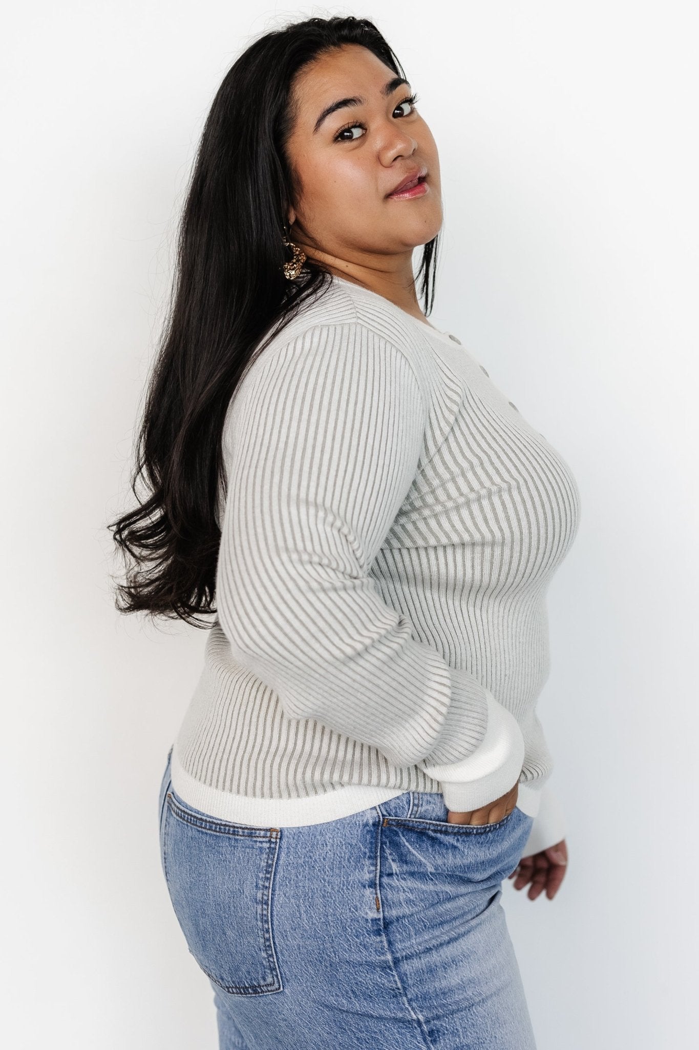 Stevie Ribbed Sweater | Gray-Glamsiq