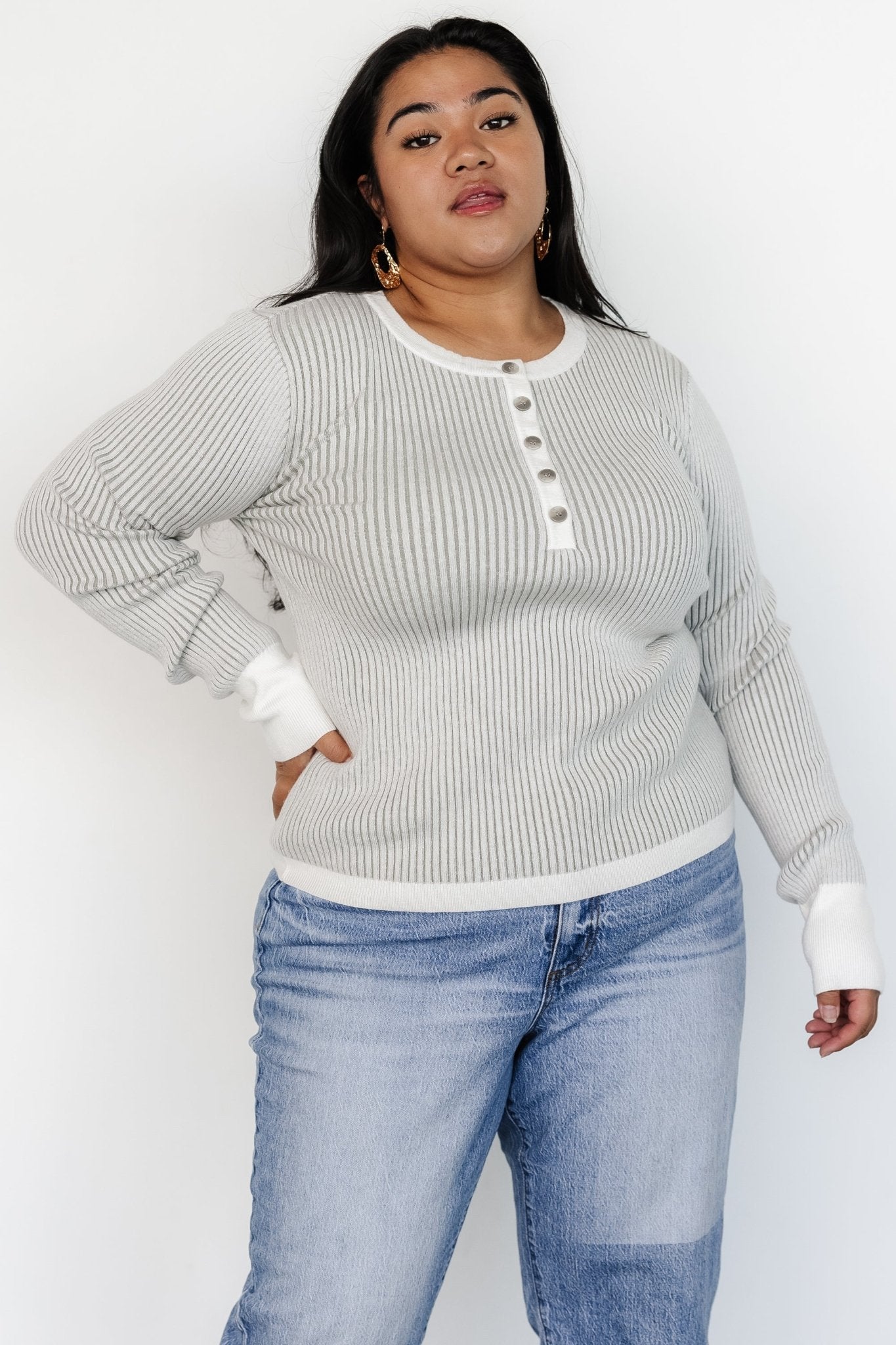 Stevie Ribbed Sweater | Gray-Glamsiq