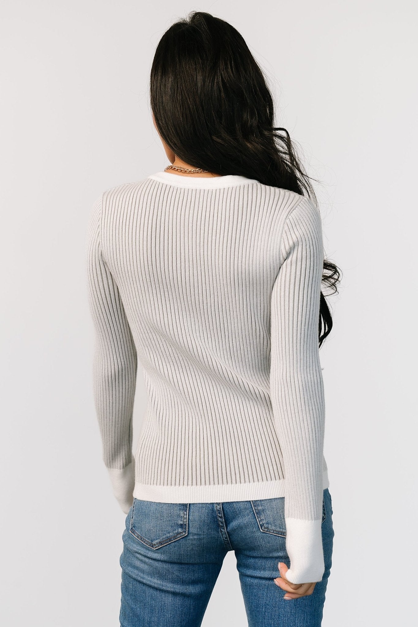 Stevie Ribbed Sweater | Gray-Glamsiq