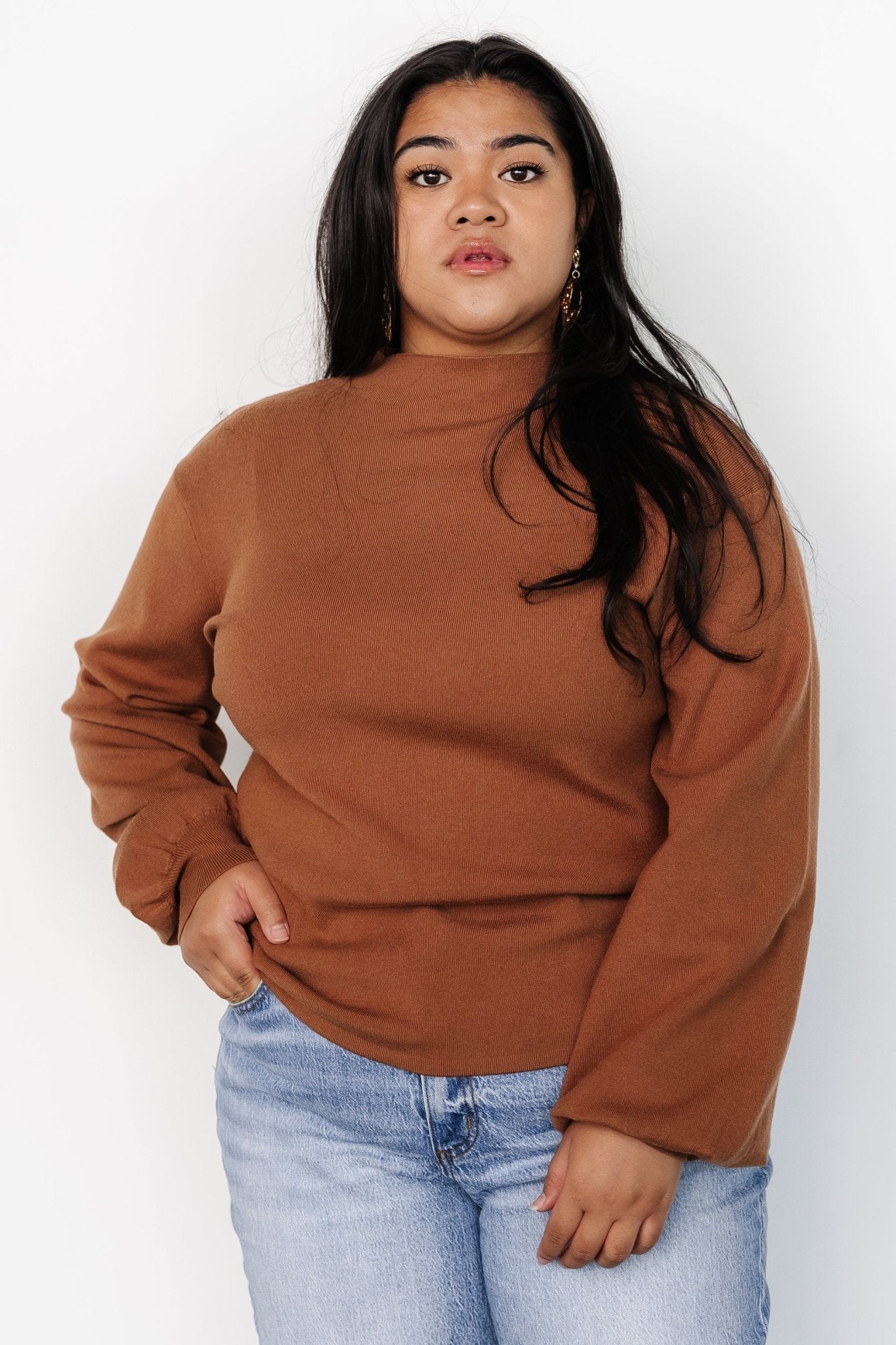 Sutton Sweater Top | Brown-Glamsiq