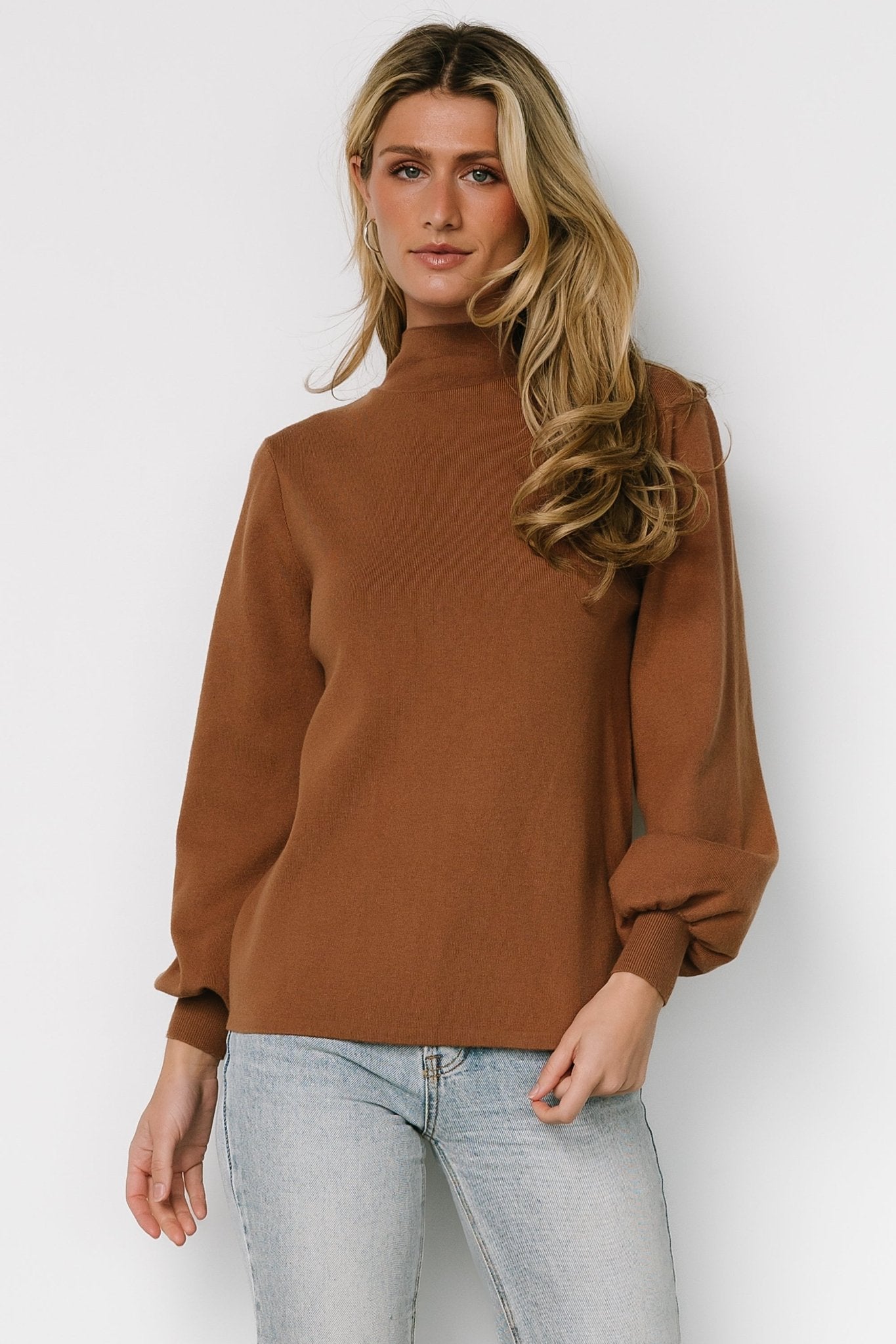Sutton Sweater Top | Brown-Glamsiq
