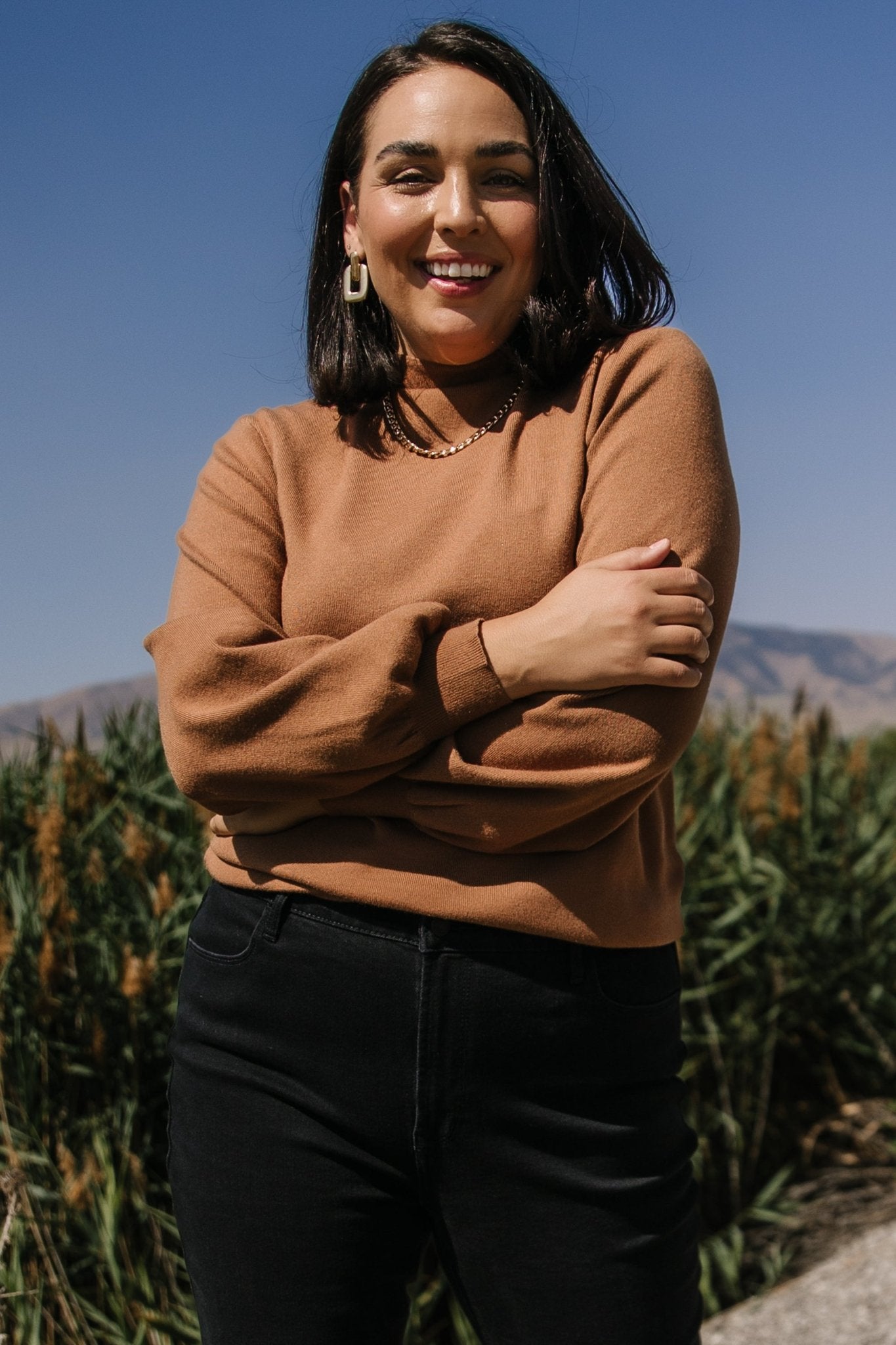 Sutton Sweater Top | Brown-Glamsiq