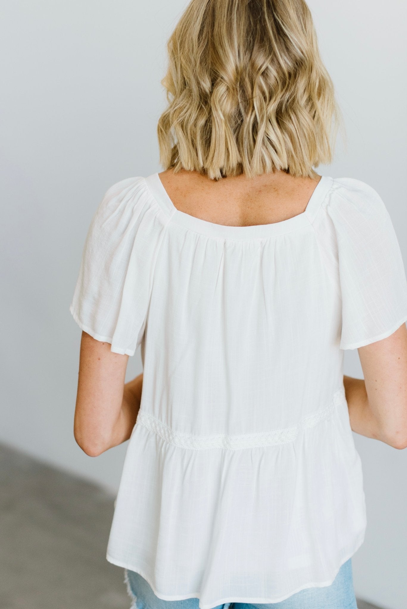 Unity Button Up Top | Off White-Glamsiq