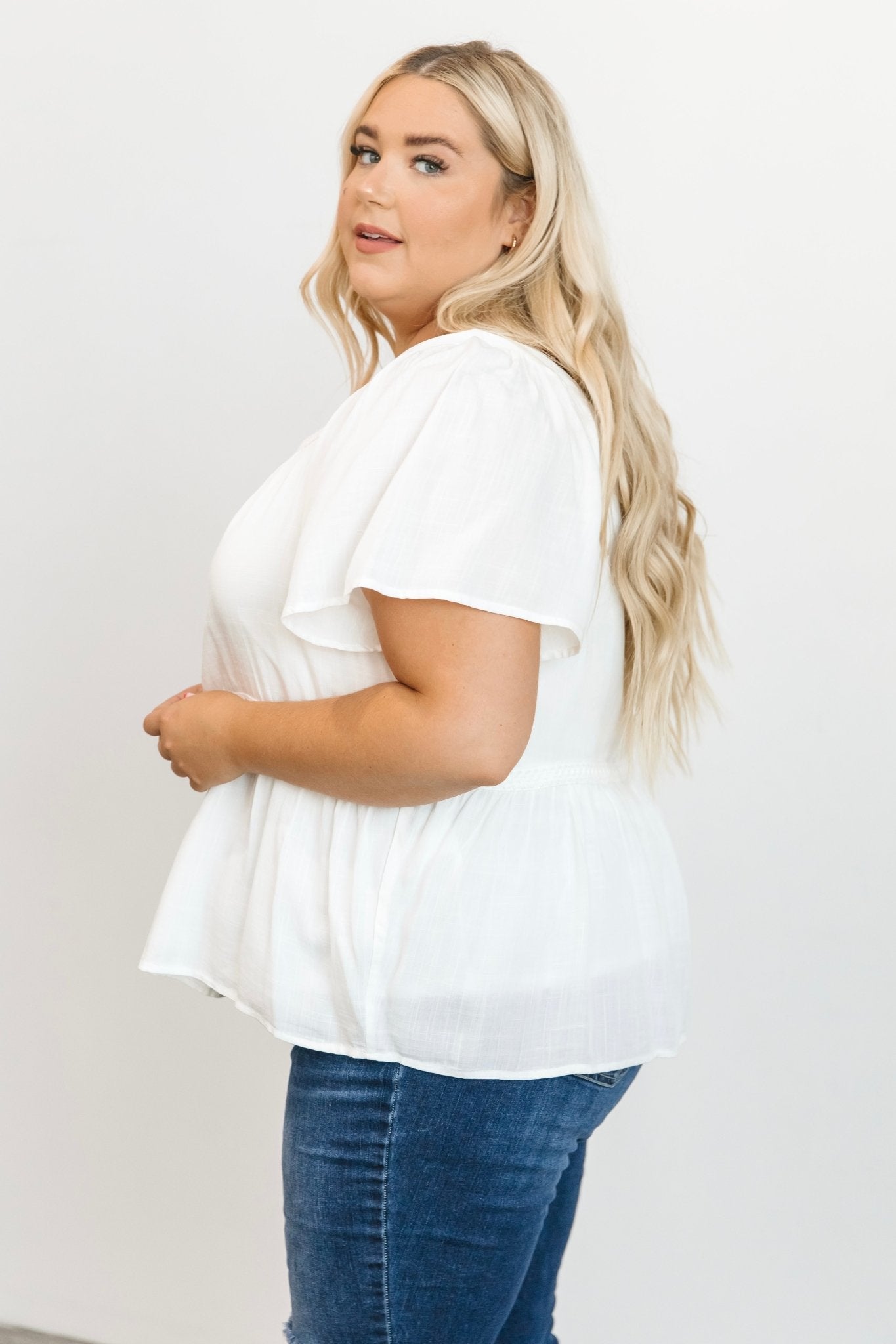 Unity Button Up Top | Off White-Glamsiq