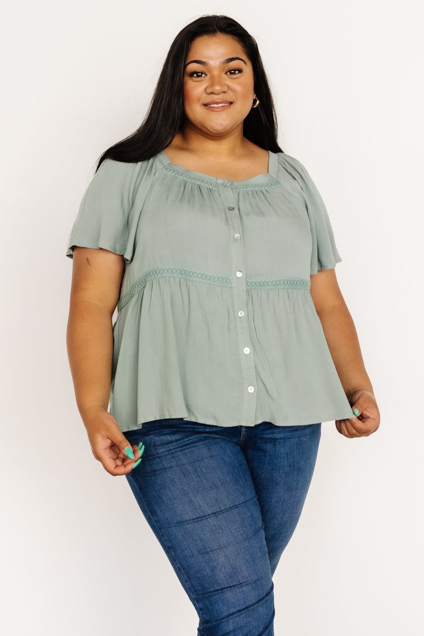 Unity Button Up Top | Sage-Glamsiq