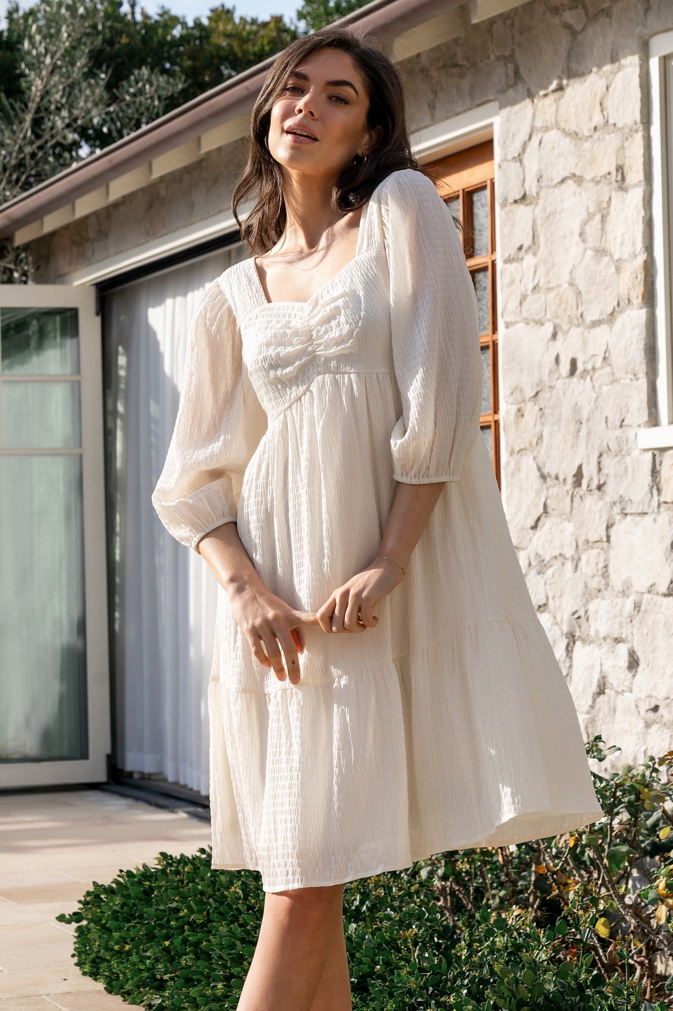 Vaeda Midi Dress | Cream-Glamsiq