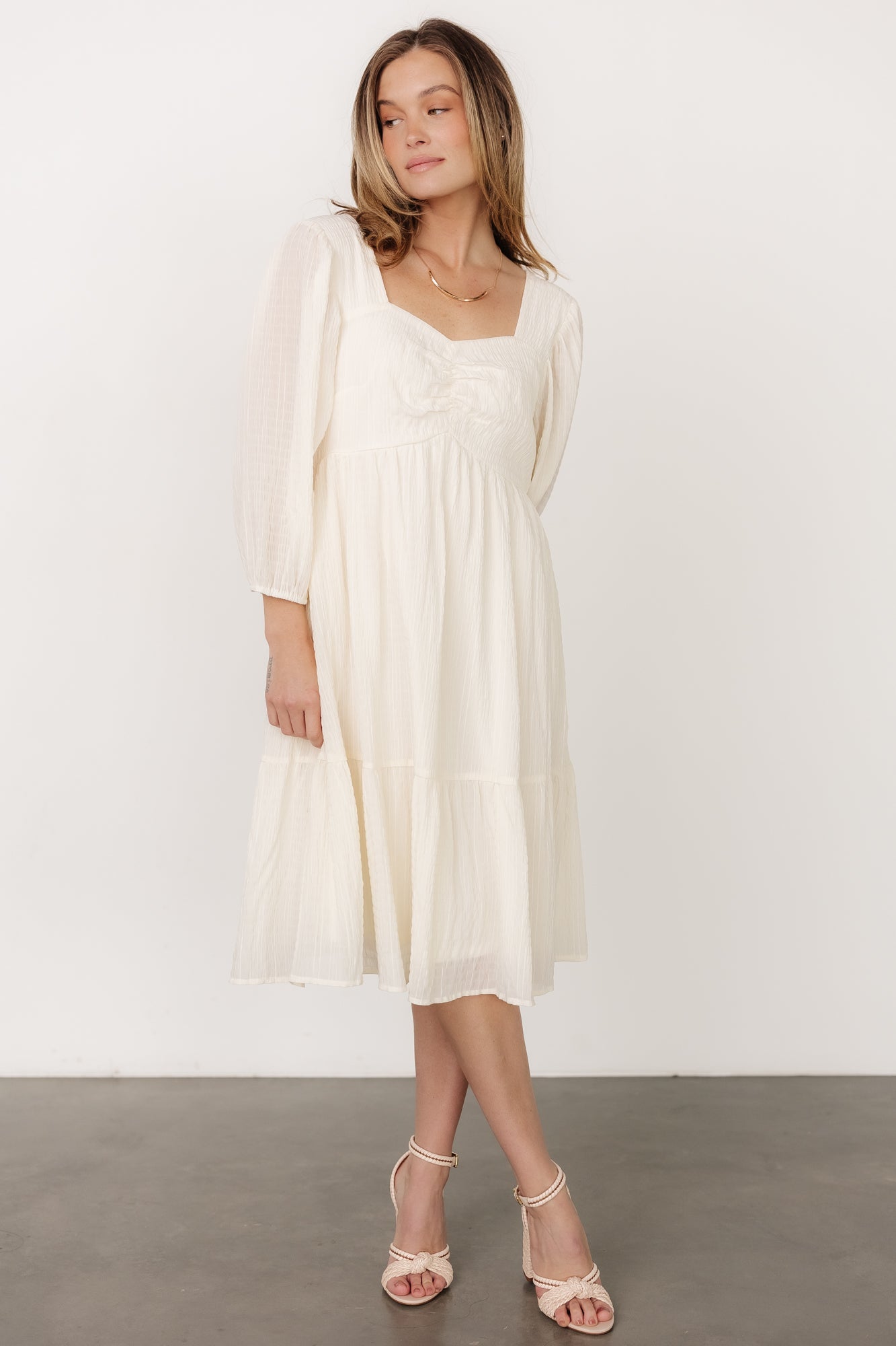 Vaeda Midi Dress | Cream-Glamsiq