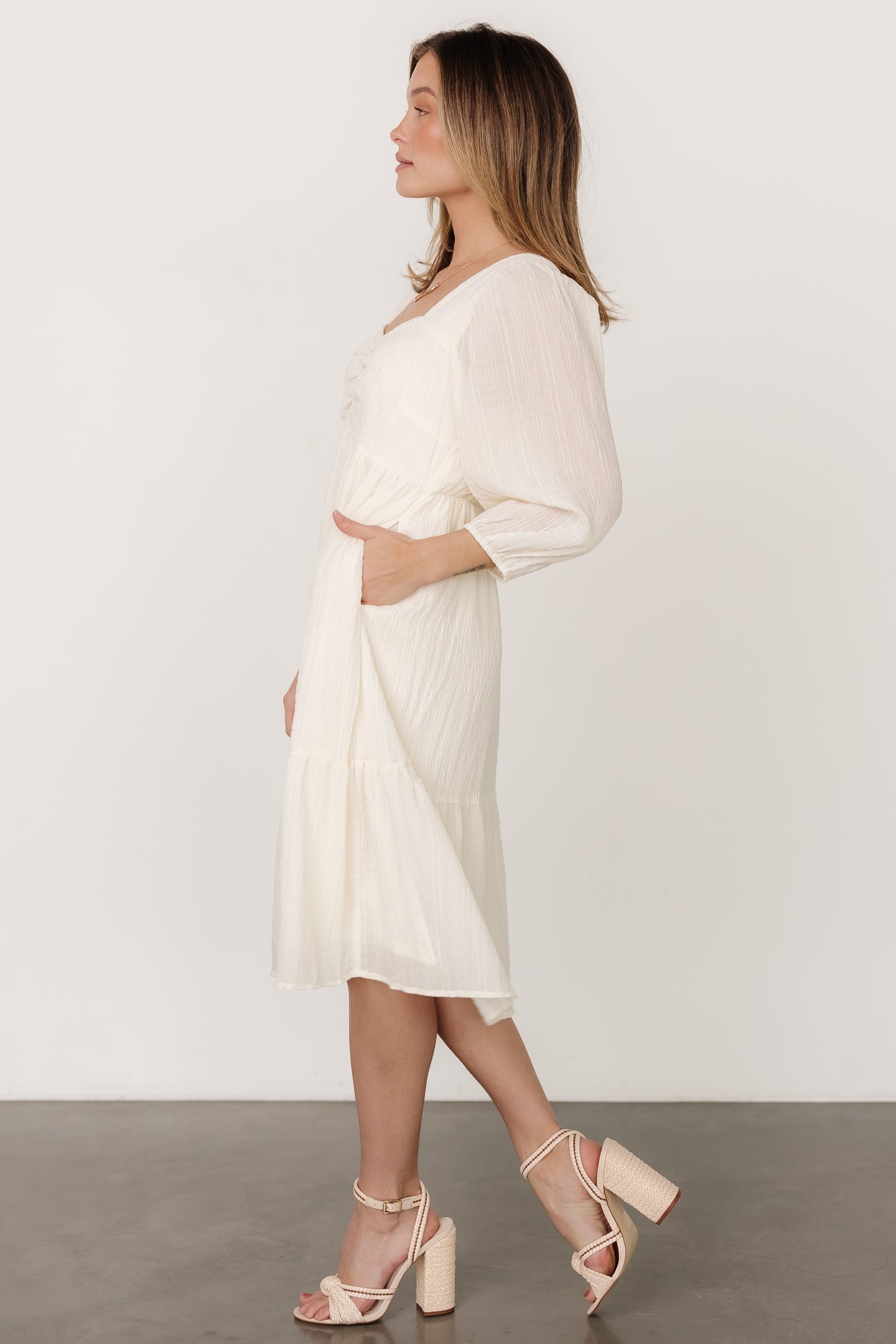 Vaeda Midi Dress | Cream-Glamsiq