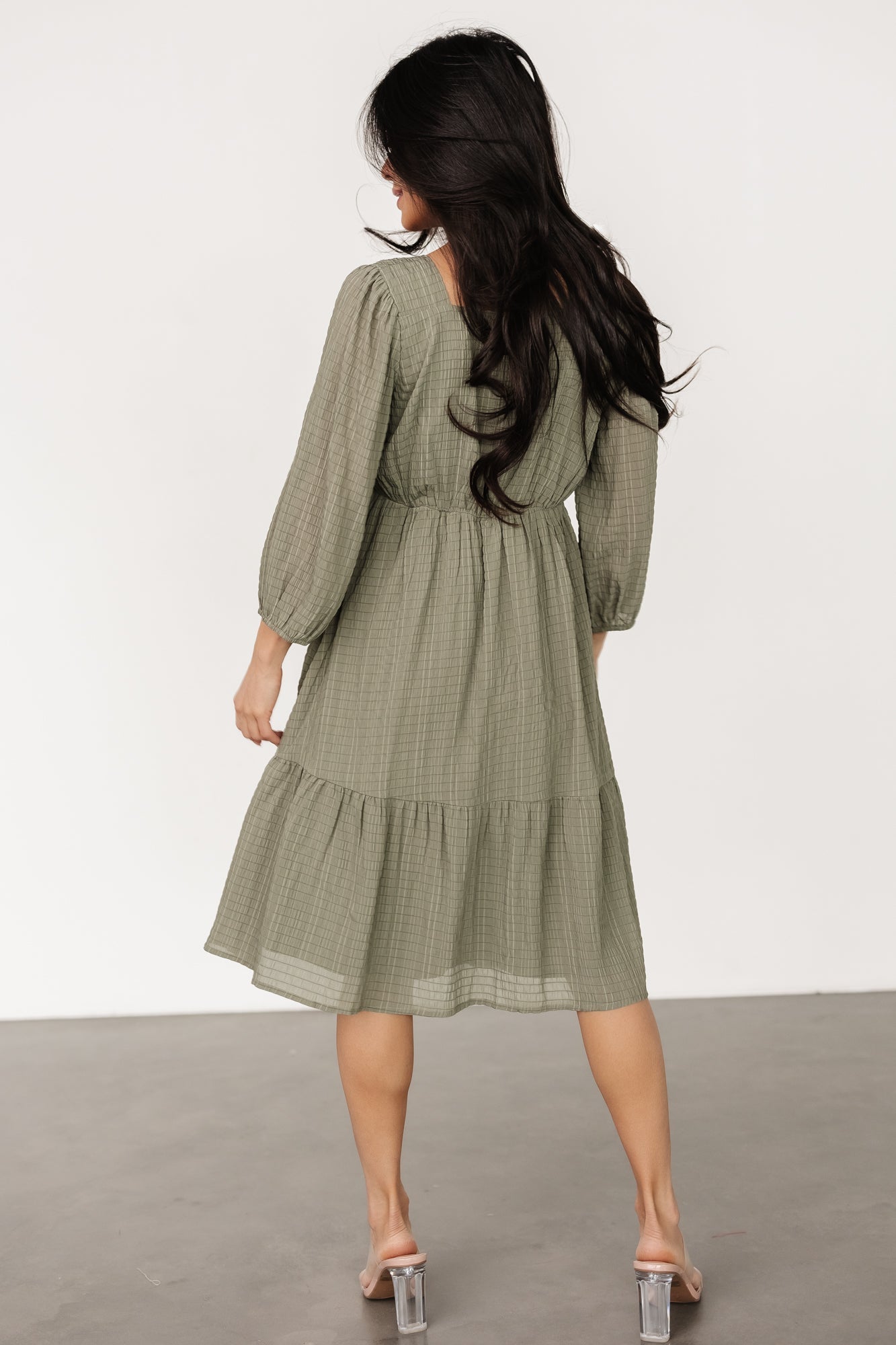 Vaeda Midi Dress | Olive-Glamsiq