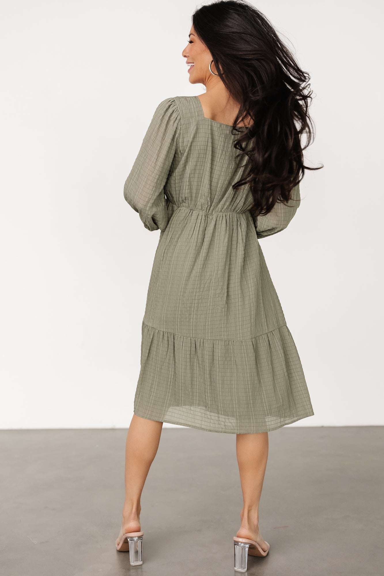 Vaeda Midi Dress | Olive-Glamsiq