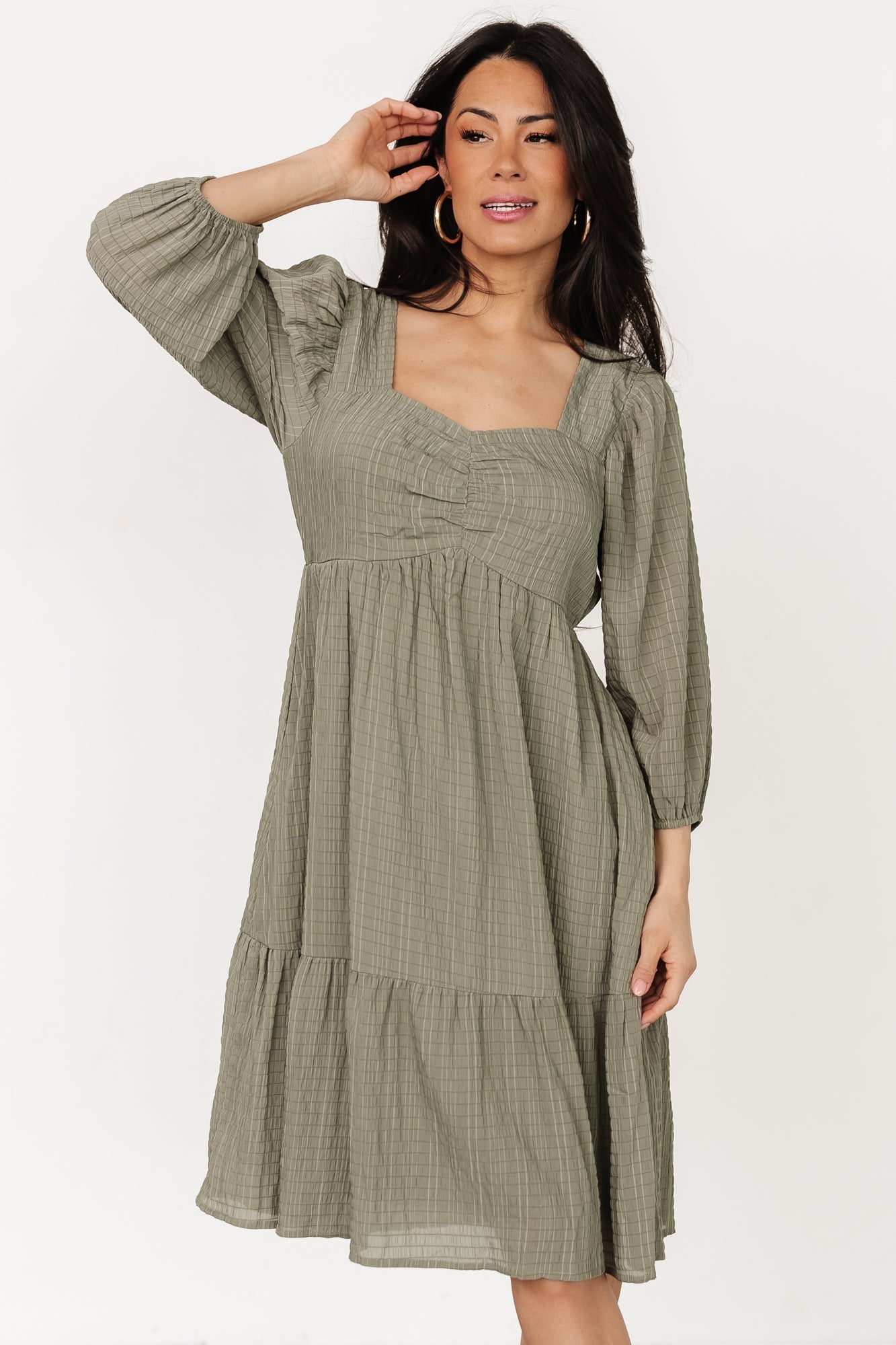 Vaeda Midi Dress | Olive-Glamsiq