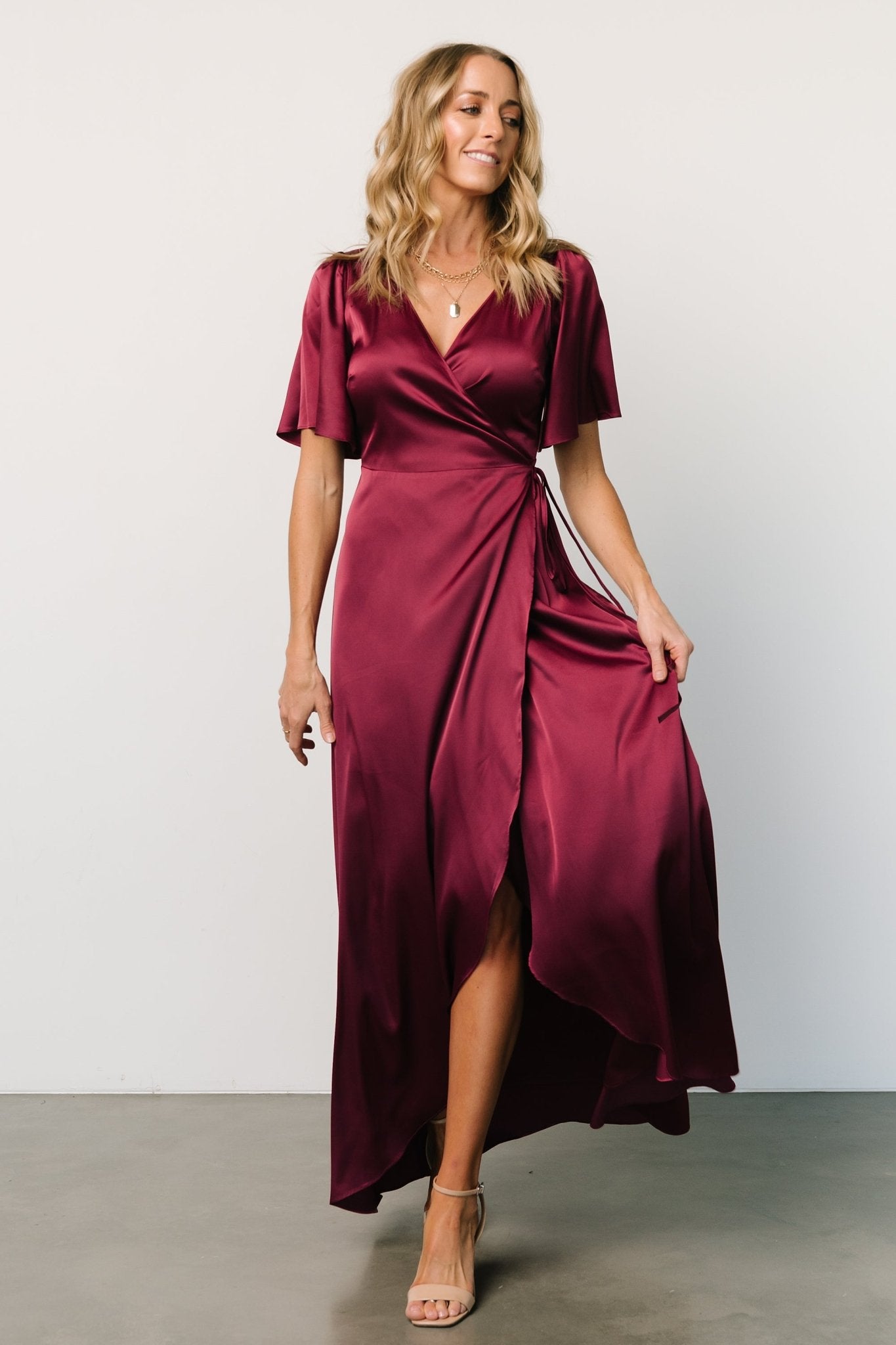 Vara Satin Maxi Wrap Dress | Mulberry-Glamsiq