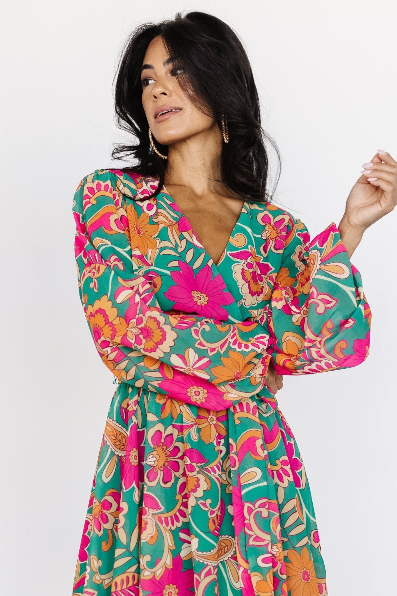 Wesley Mini Dress | Green Multi-Glamsiq