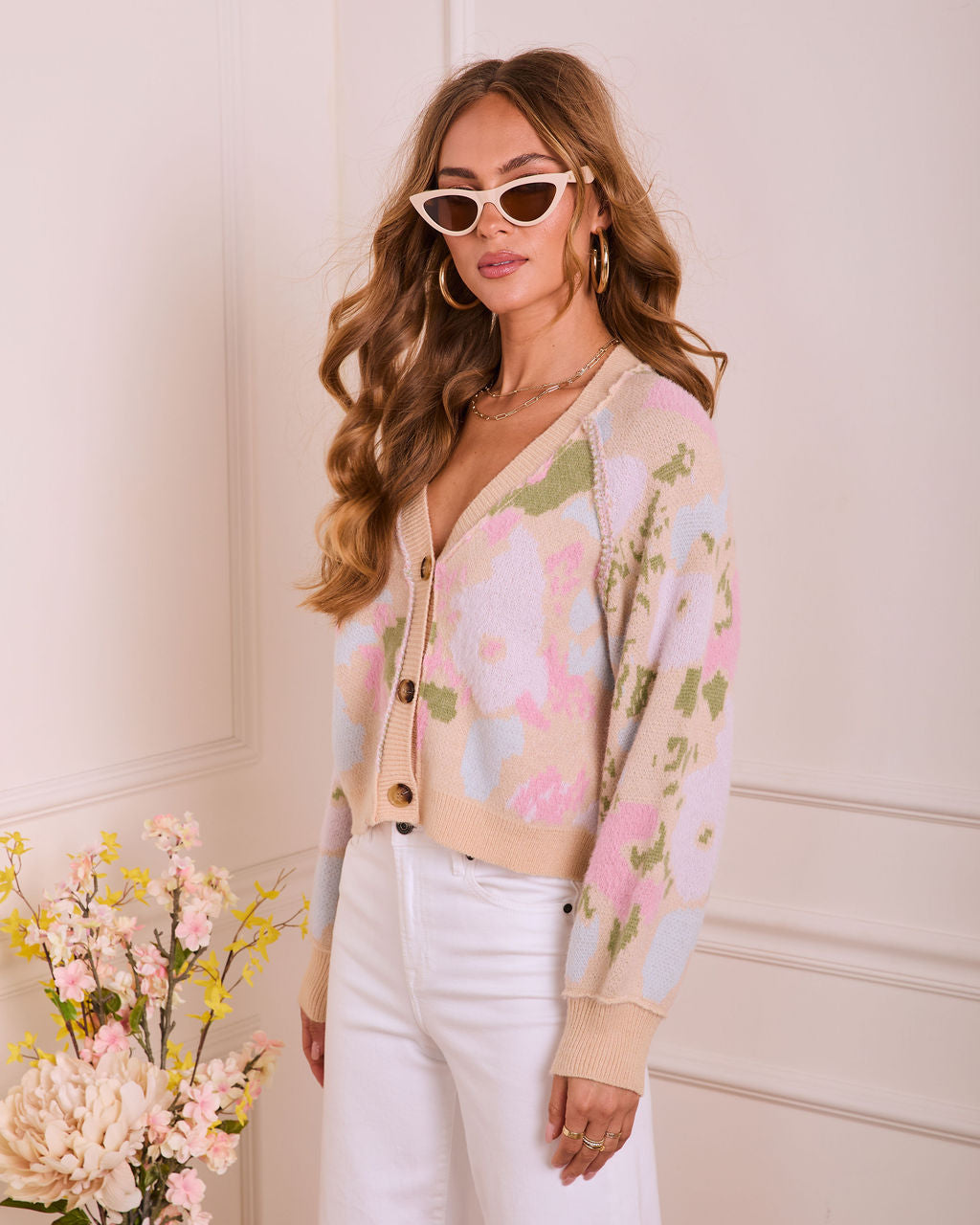 Refined Daydream Floral Knit Cardigan-chiciza
