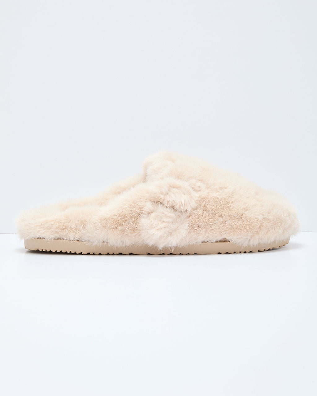 Snowfall Secrets Faux Fur Mules-chiciza