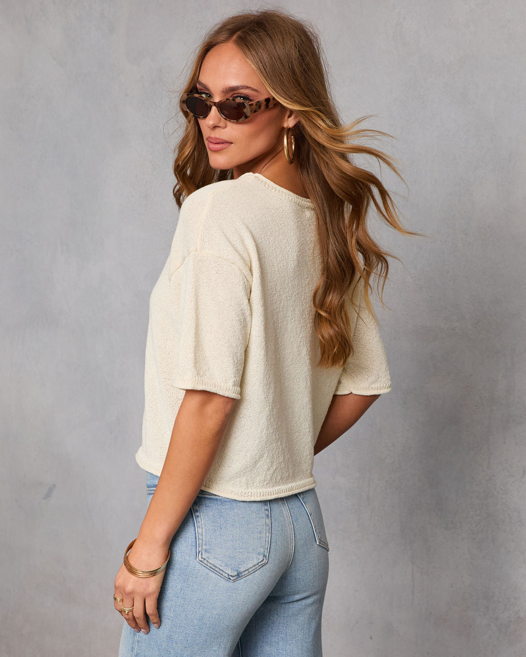 Soft Balance Knit Short Sleeve Top-chiciza