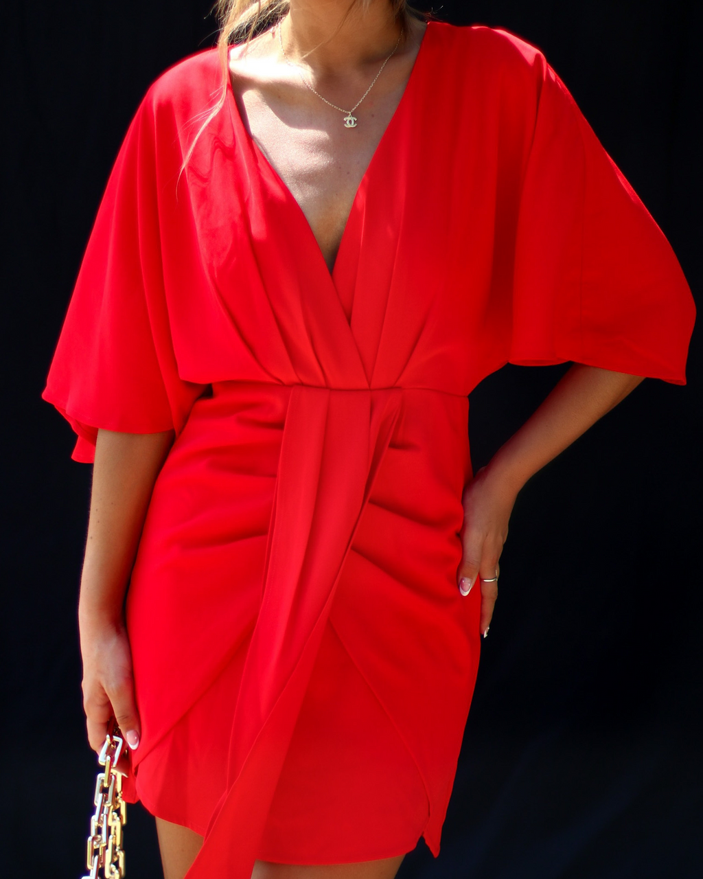 Porticia V-Neck Mini Dress-chiciza