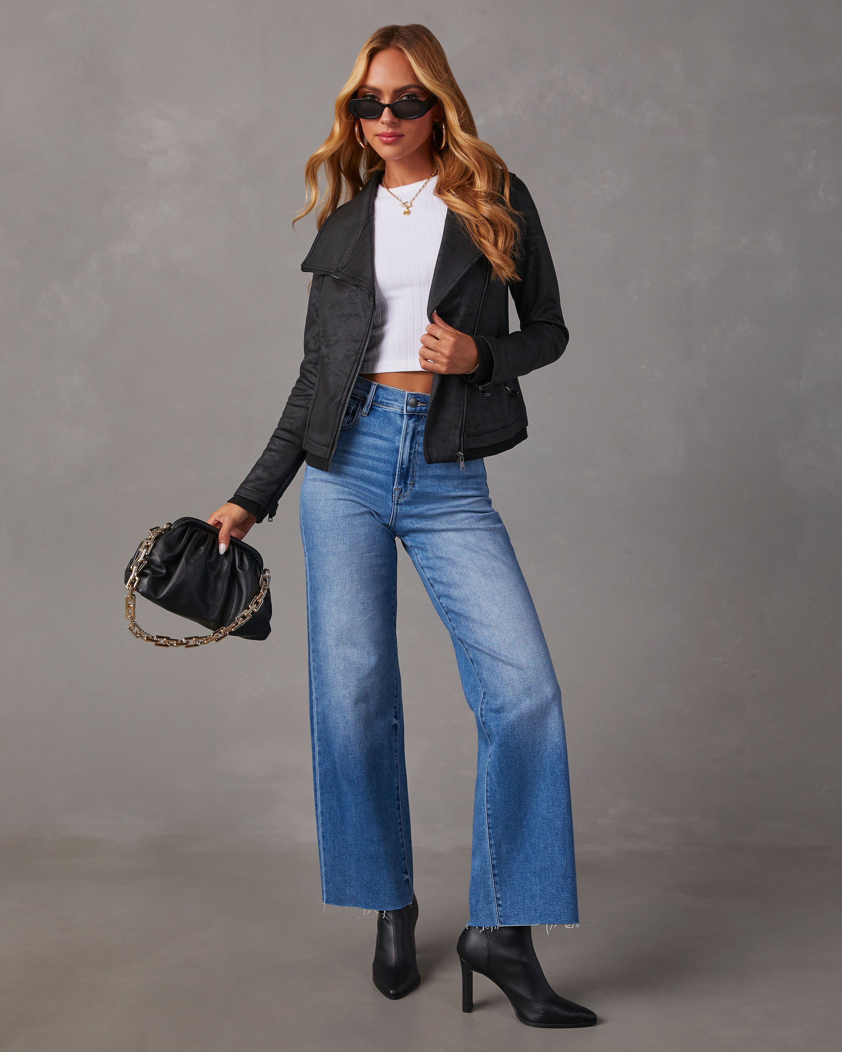 Slick Chick Coated Faux Leather Moto Jacket-chiciza