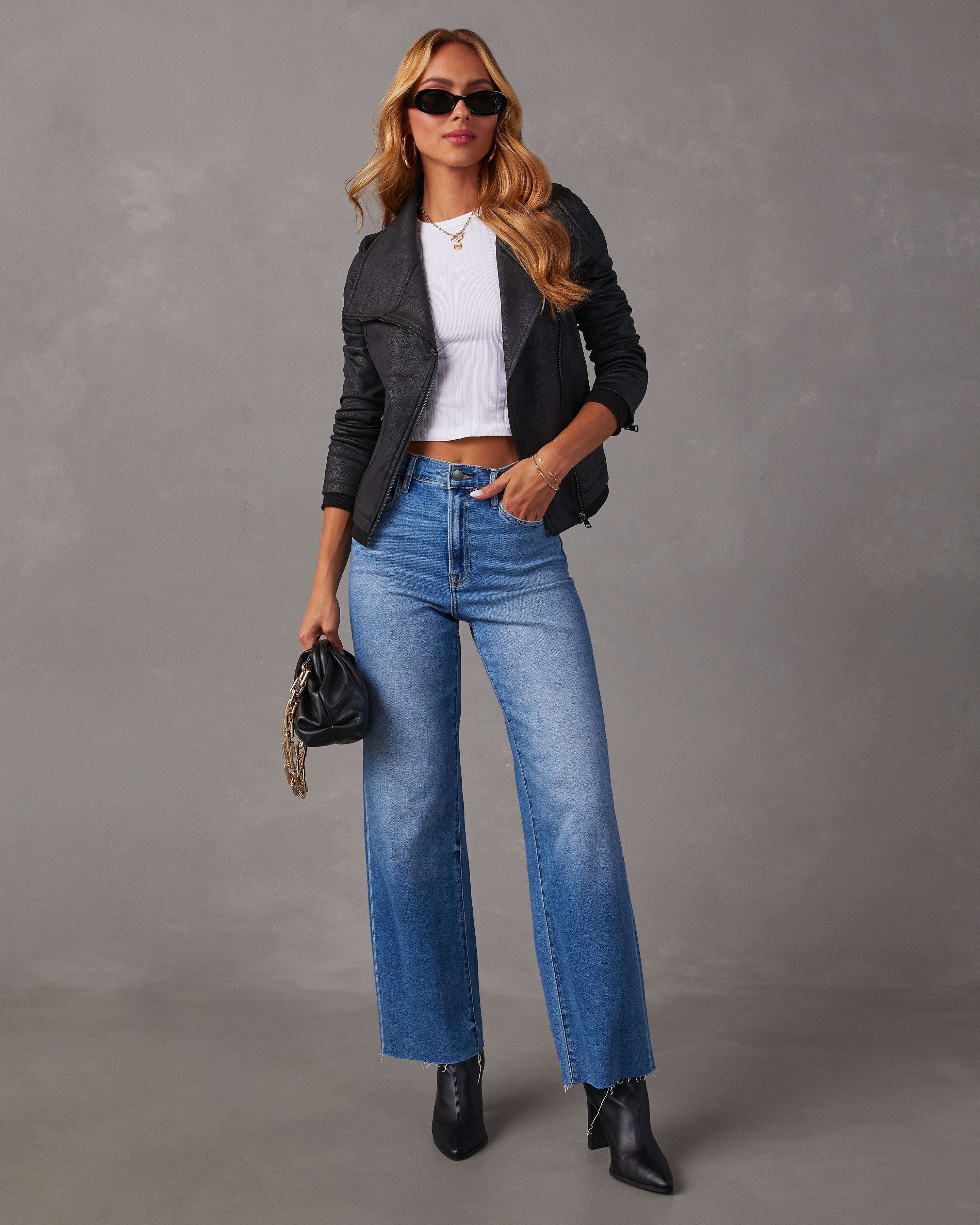 Slick Chick Coated Faux Leather Moto Jacket-chiciza