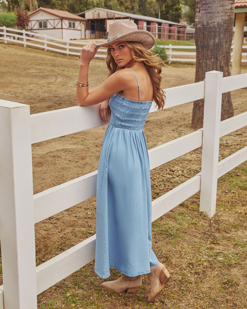 True West Chambray Maxi Dress-chiciza