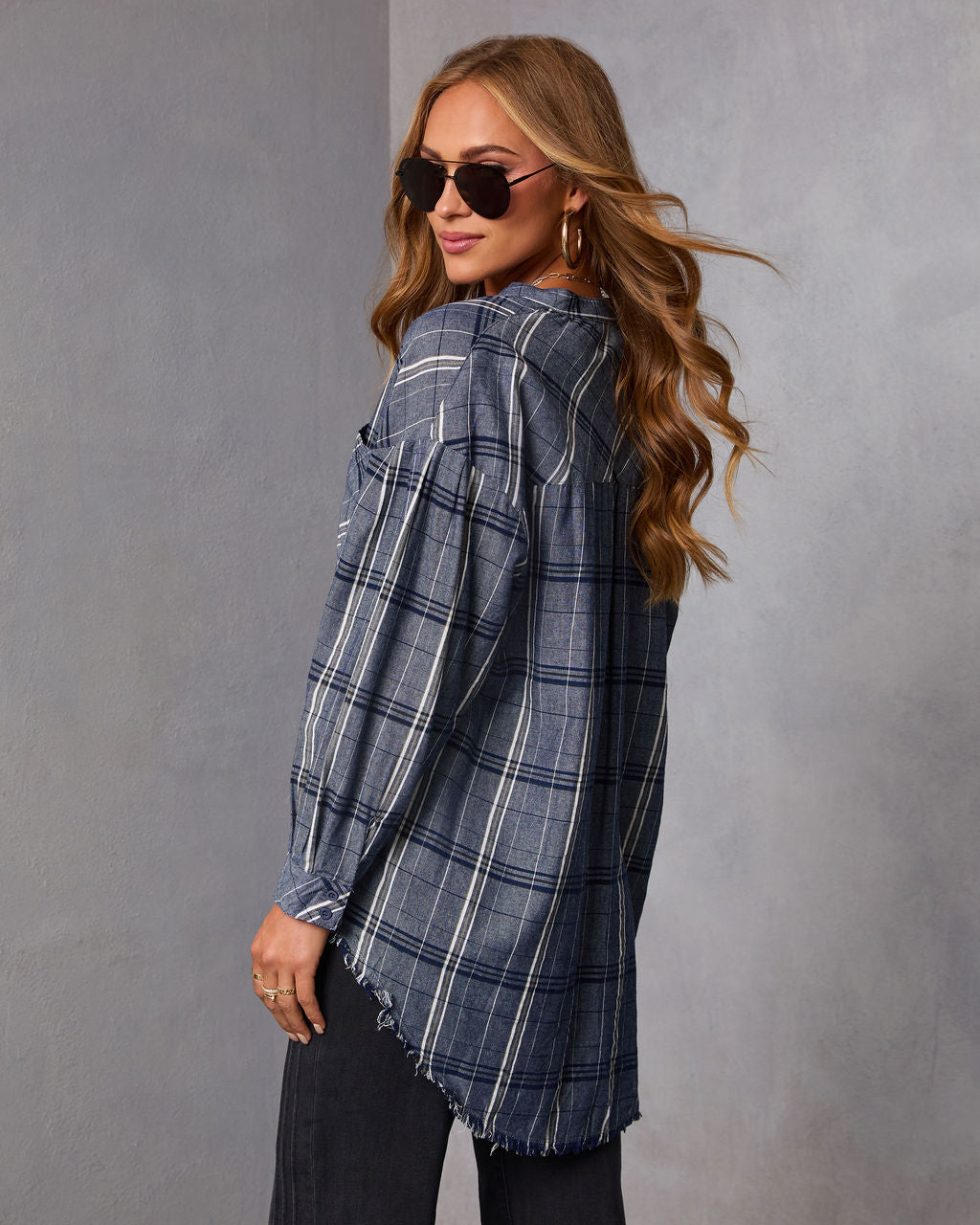 Off Grid Plaid Tunic Top-chiciza