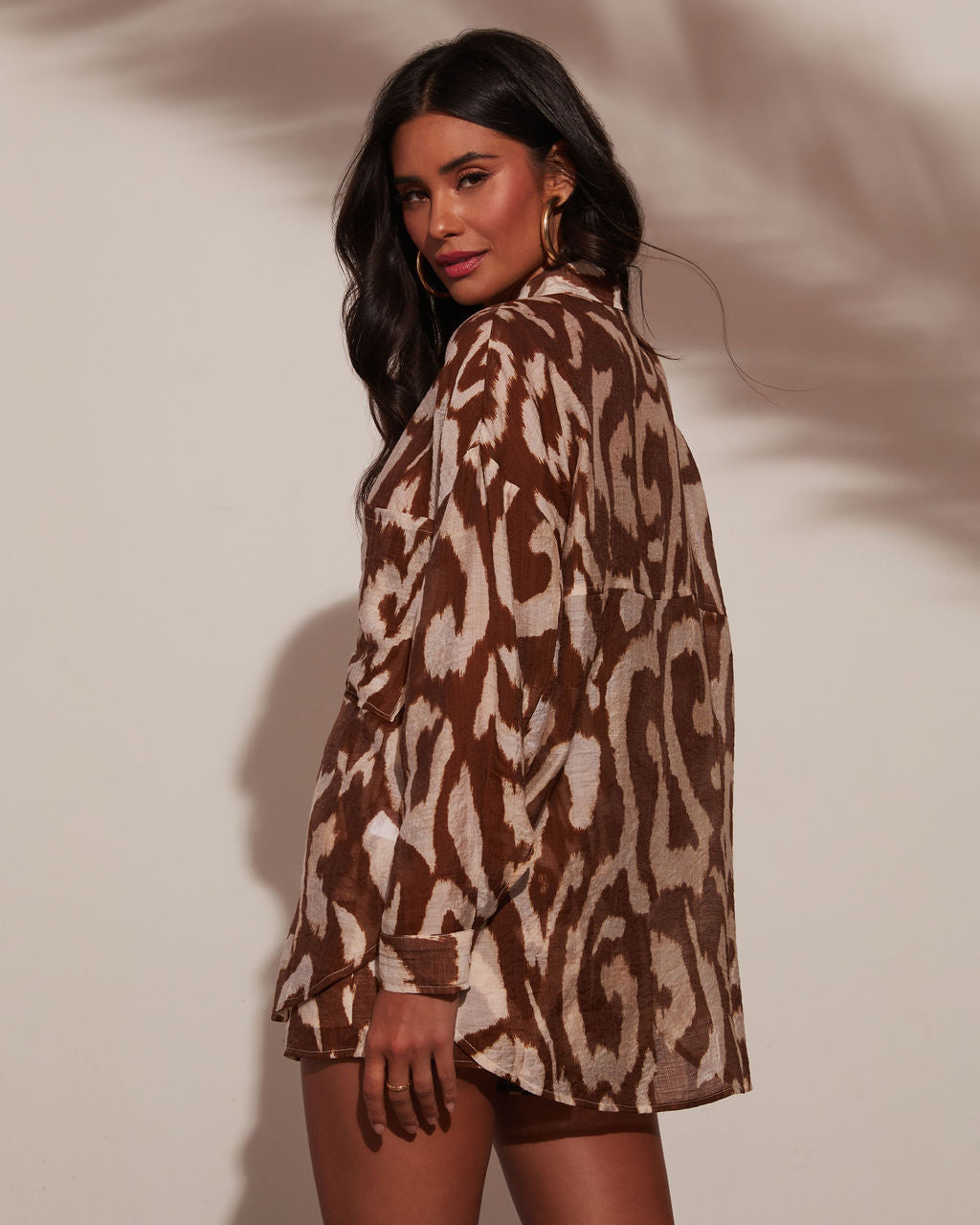 Swirl My Way Printed Button Down Top-chiciza