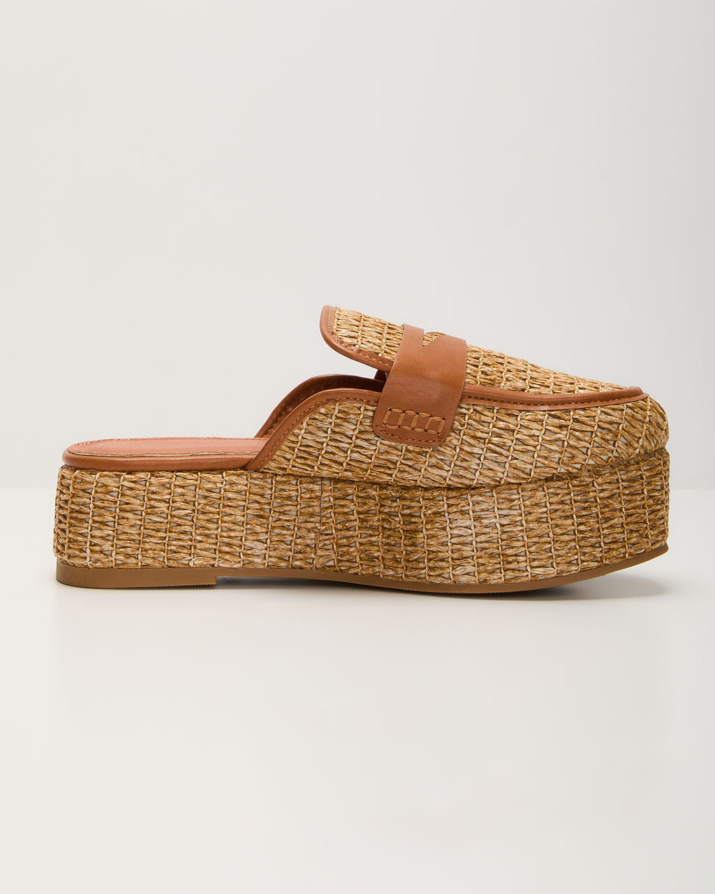 Zariah Straw Platform Loafers-chiciza