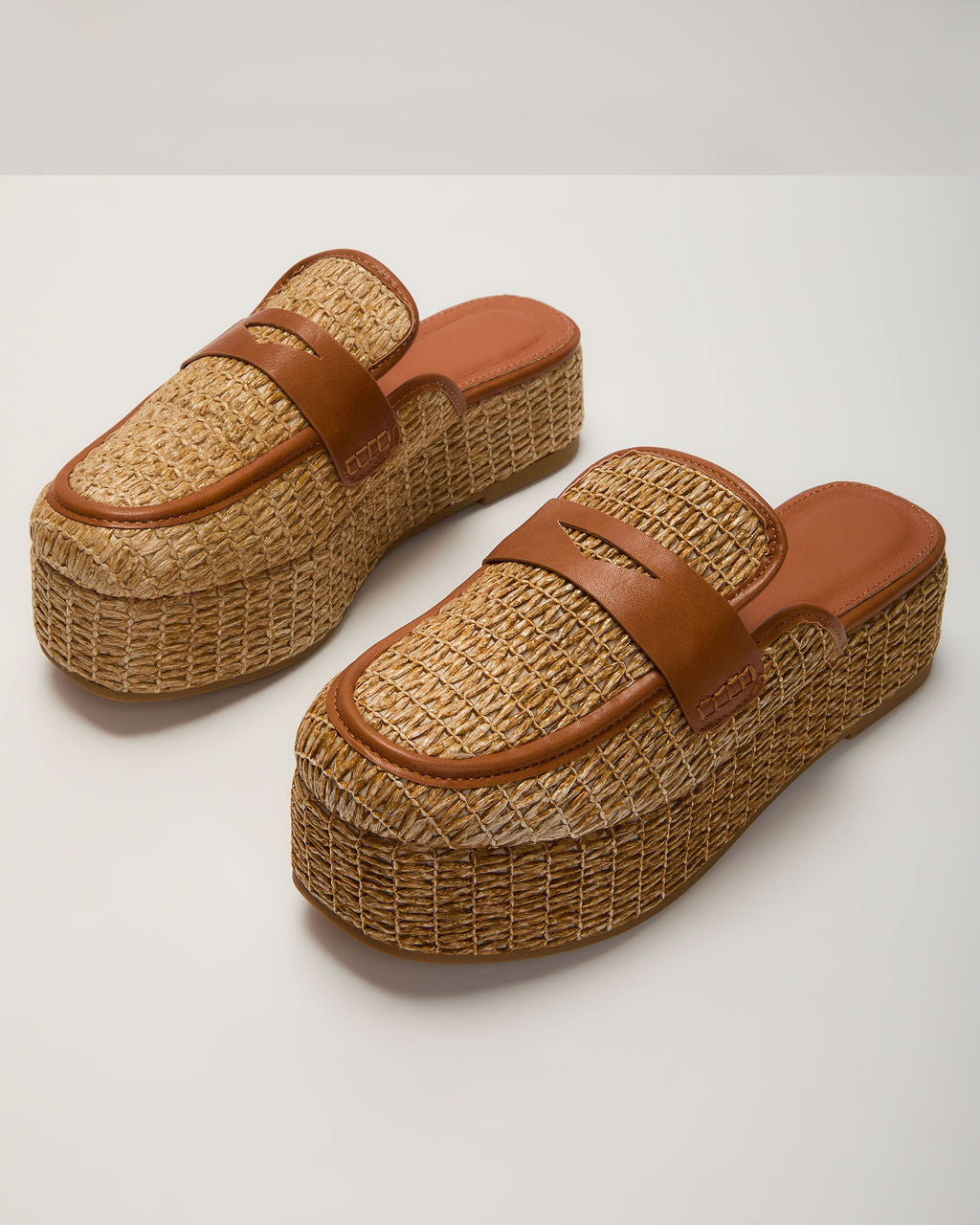 Zariah Straw Platform Loafers-chiciza