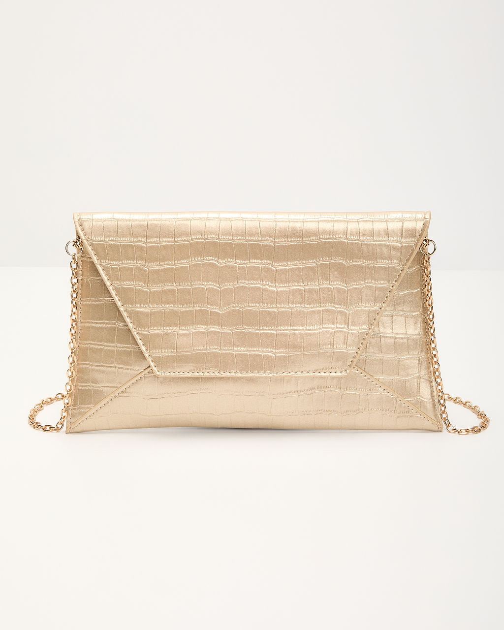 Perfect Timing Croc Metallic Envelope Clutch-chiciza