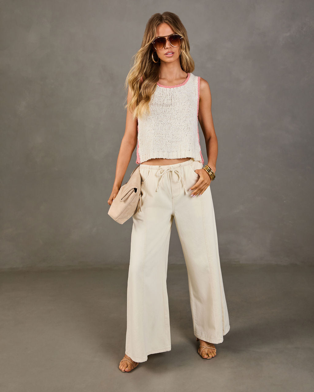 Zenah Rigid High Rise Wide Leg Drawstring Jeans-chiciza