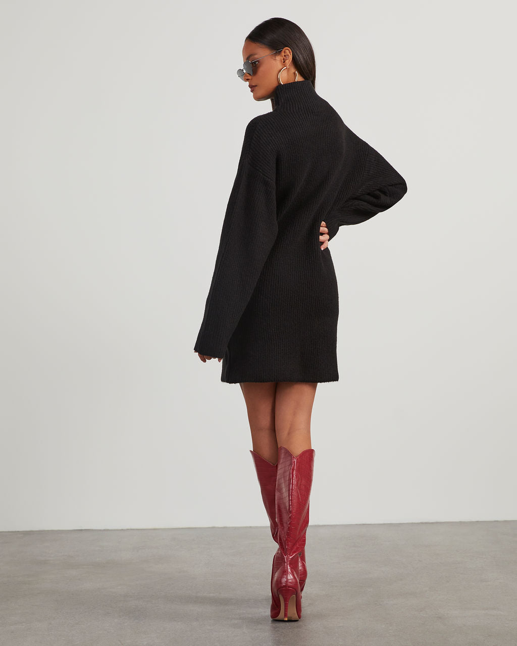 Uptown Girl Mock Neck Sweater Dress-chiciza