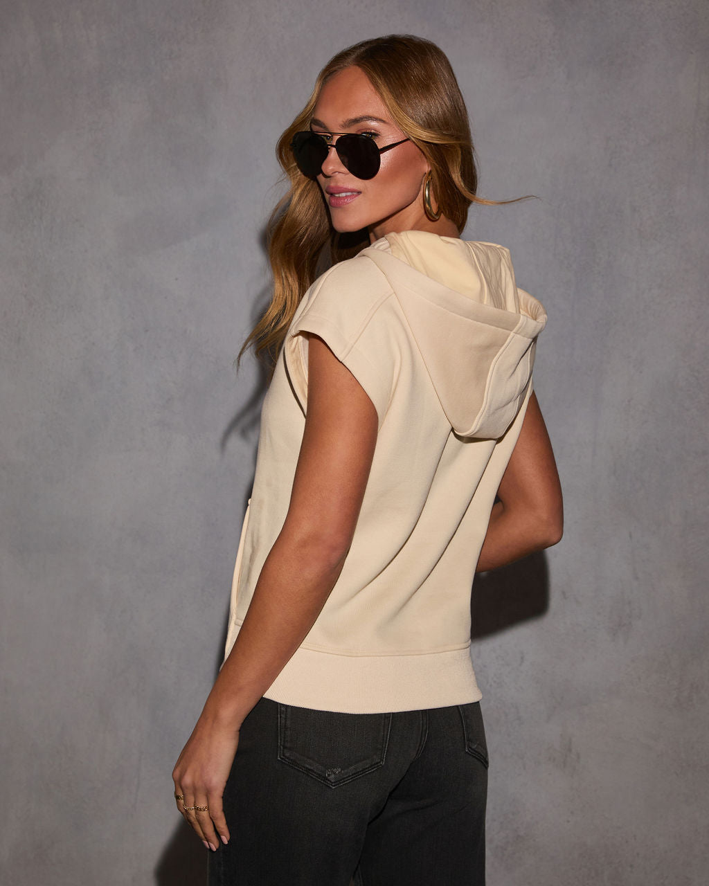 Serena Half Zip Hooded Sweatshirt-chiciza