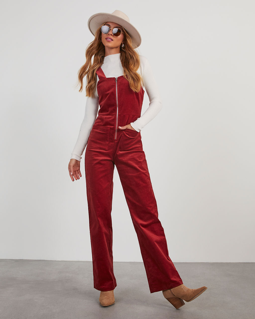 Zachary Corduroy Sleeveless Jumpsuit-chiciza