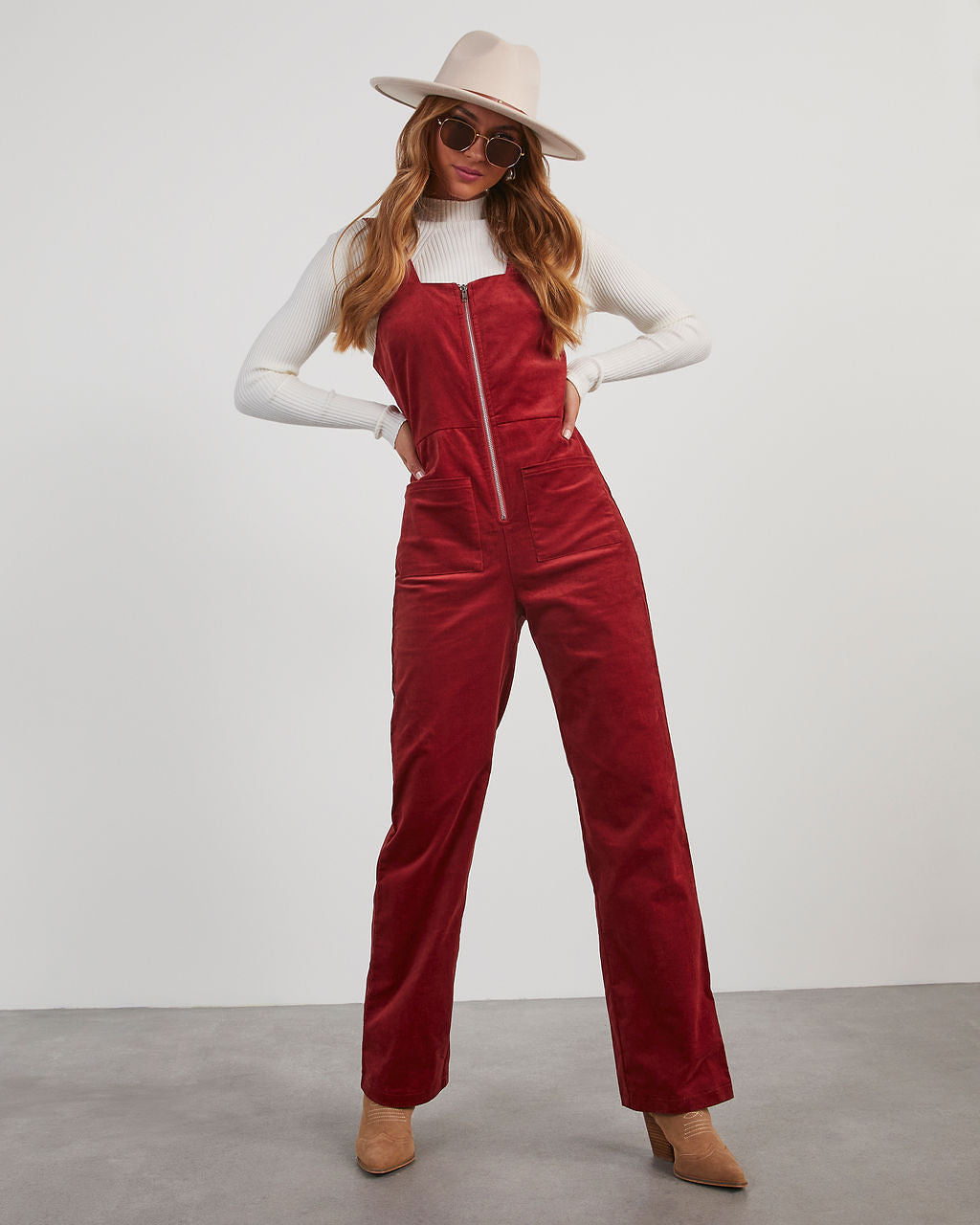 Zachary Corduroy Sleeveless Jumpsuit-chiciza