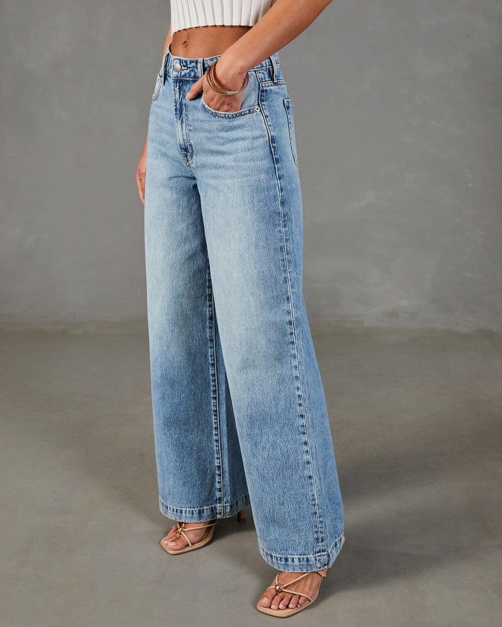 Throwback Origin Rigid High Rise Wide Leg Jeans-chiciza