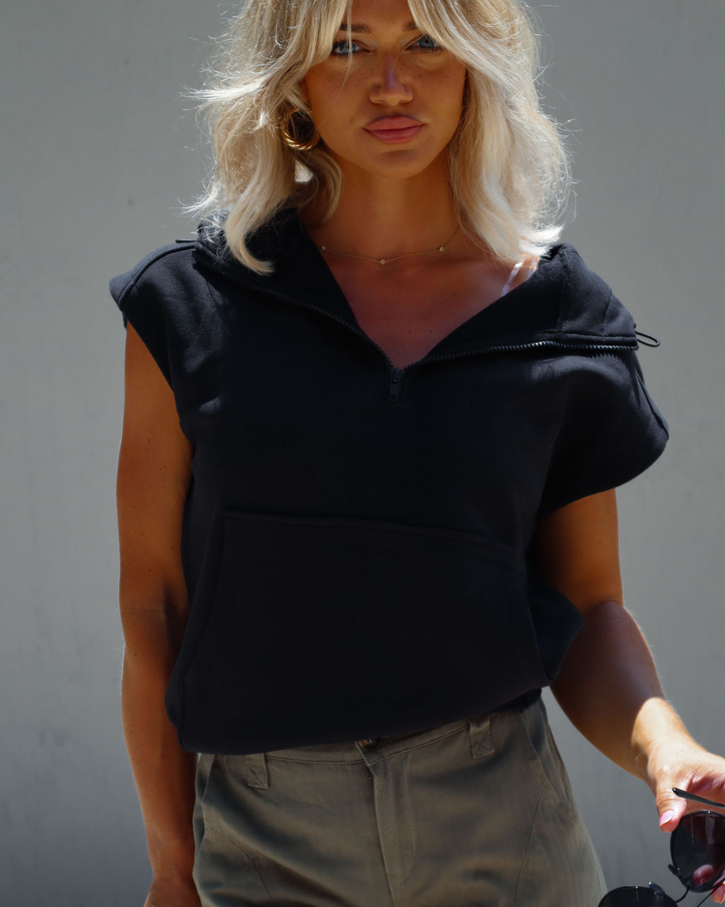 Serena Half Zip Hooded Sweatshirt-chiciza