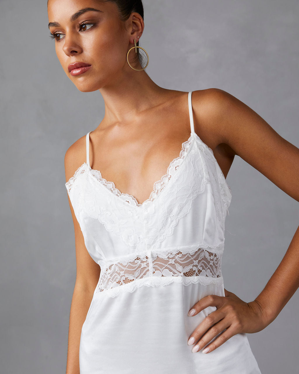 Therese Satin Lace Midi Dress-chiciza