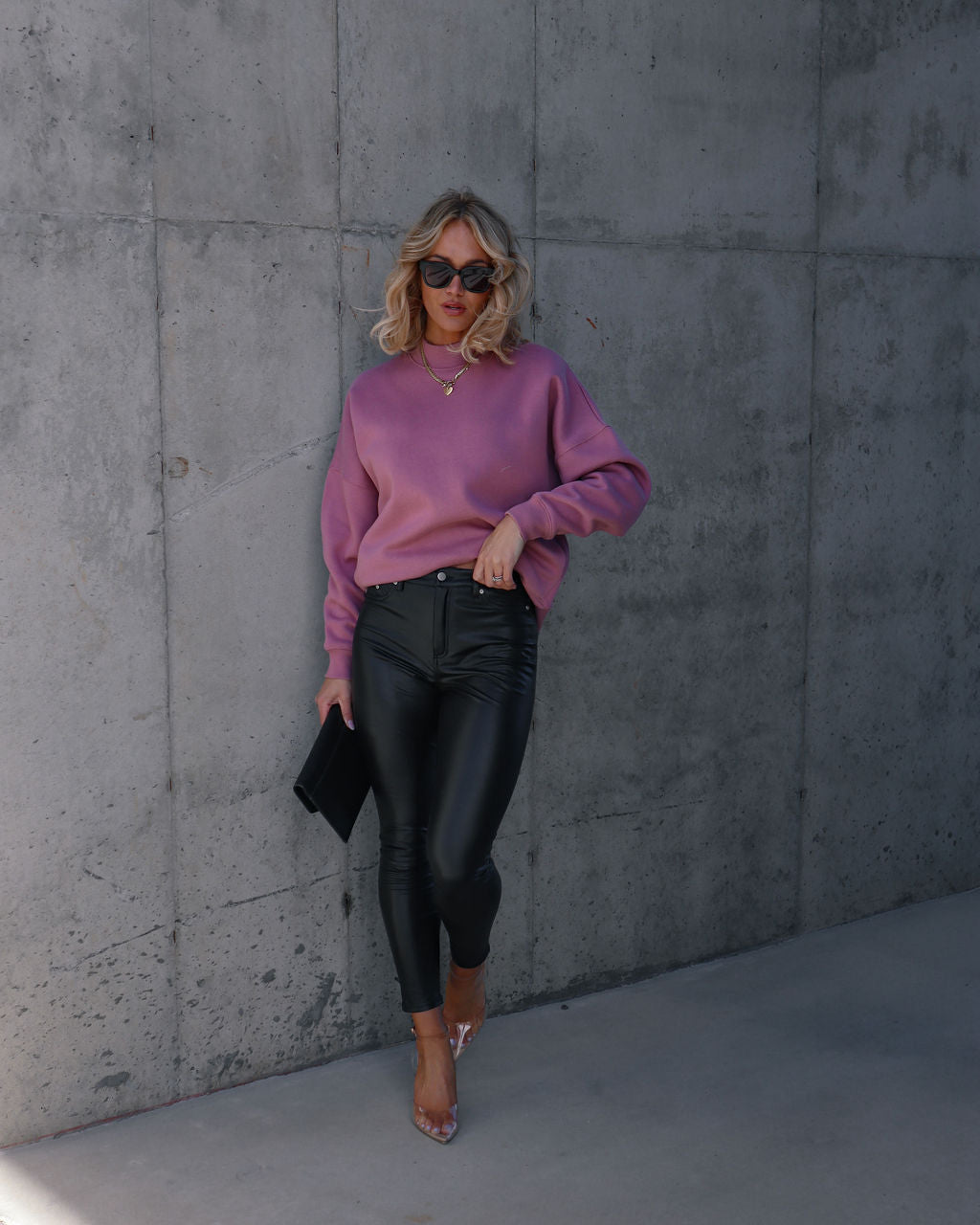 Woah Pocketed Cotton Blend Mock Neck Sweatshirt-chiciza