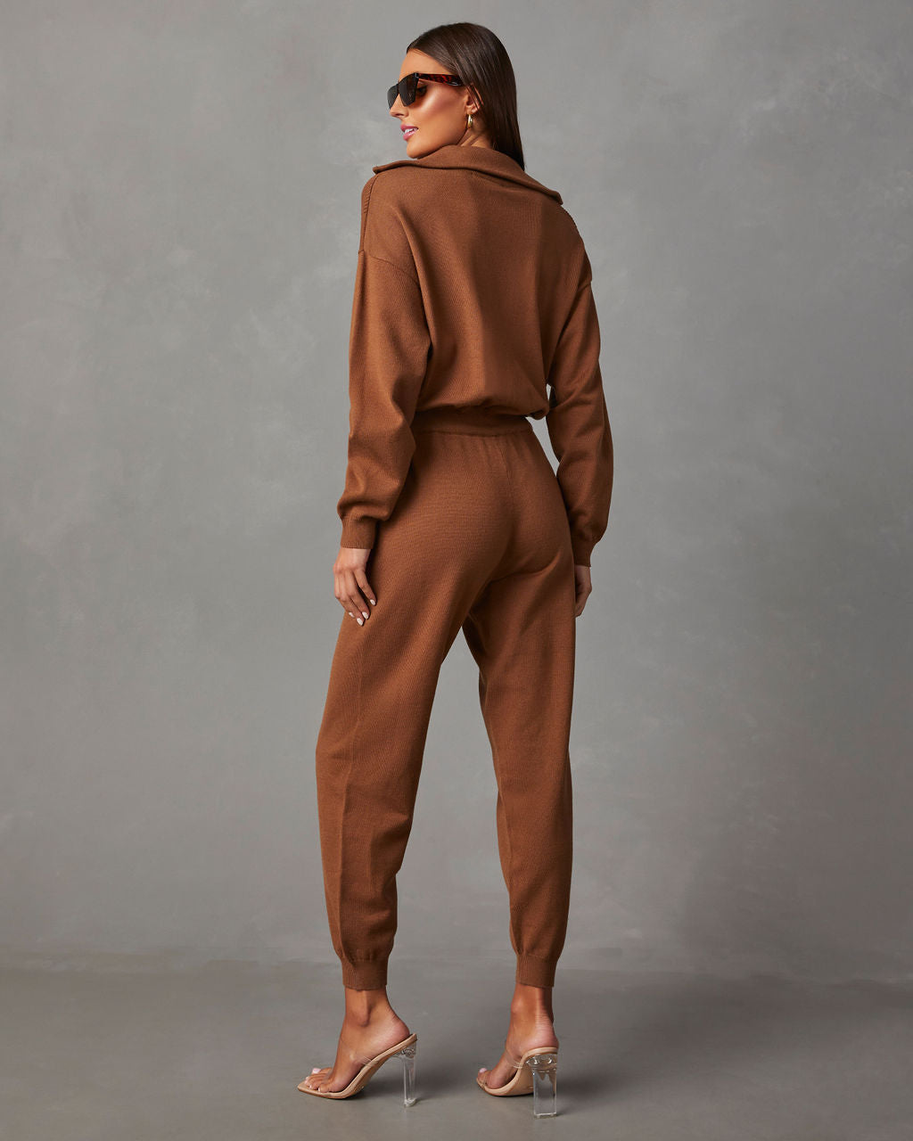 Ryker Pocketed Half Zip Knit Jumpsuit-chiciza