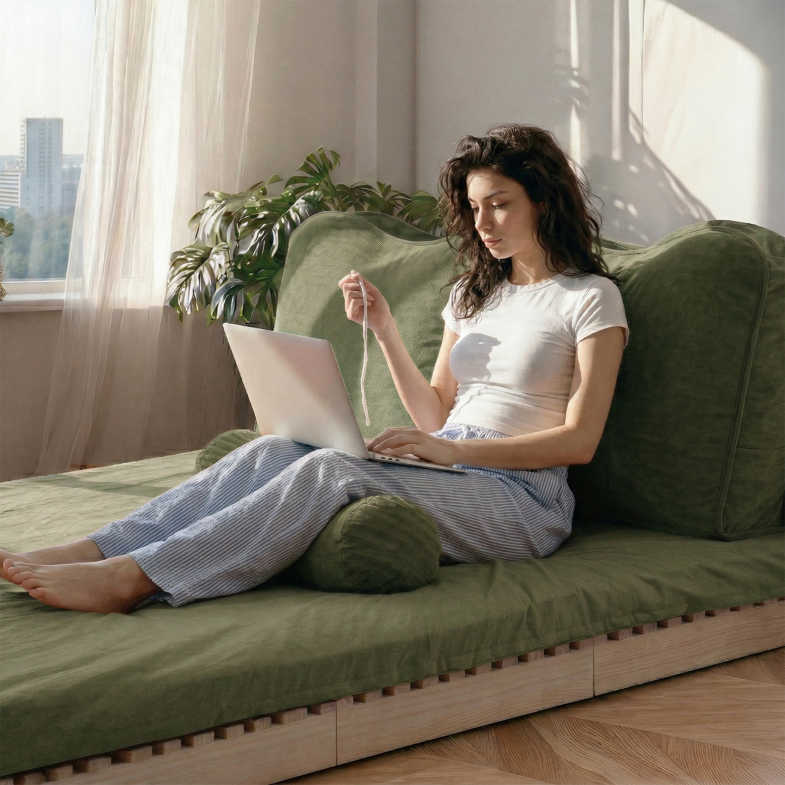Wave-Shaped Backrest Pillow
