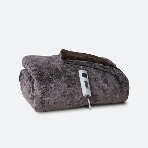 faux fur heated weighted blanket- 15lbs