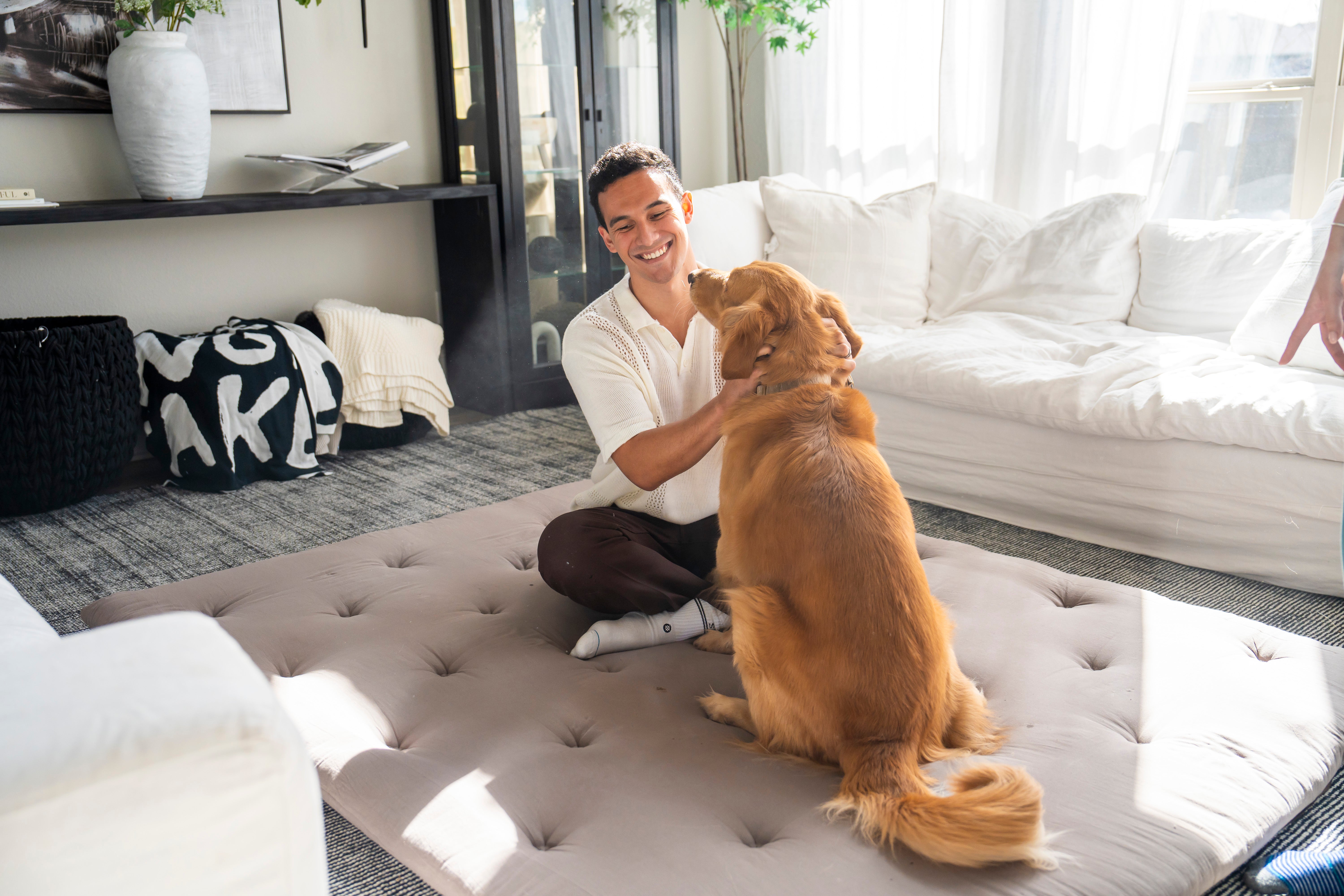 floor mattress as a pet lounge mat
