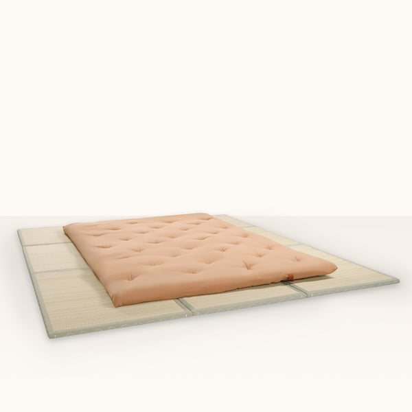 futon mattress on a Japanses tatami mat