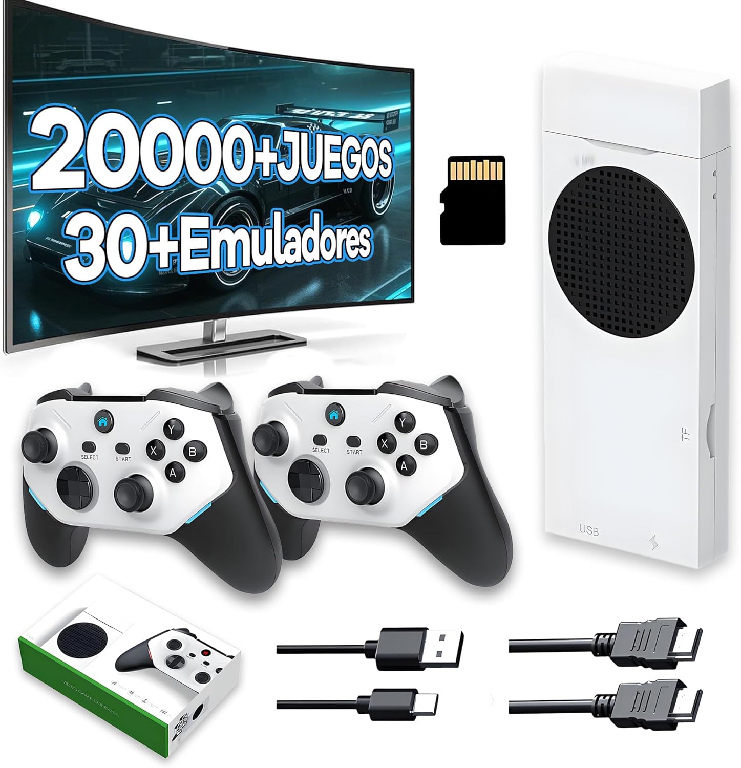 HKOORLAMULS M88 Stick consola retro inalámbrica con 20000 juegos integrados salida 4K HD soporte 30 emuladores plug and play para TV con 128GB ampliable hasta 512GB-Casagoloft