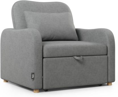 Nalui sofá cama individual 3 en 1 Buddy 92x97x90 cm tapizado en lino respaldo ajustable en 2 posiciones con almohada sillón reclinable con reposabrazos soporta hasta 200 kg color marengo-Casagoloft