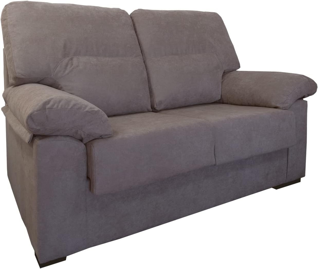 Sofá de 3 plazas tapizado en microfibra color moka diseño moderno estructura resistente 185x86x95 cm cómodo para salón y uso diario familiar-Casagoloft