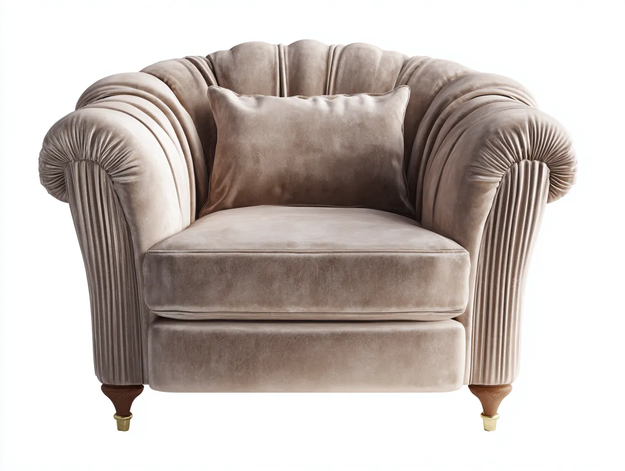 Sillón de tela terciopelo 90x85x85 cm - beige - estilo clásico para salón-Casagoloft