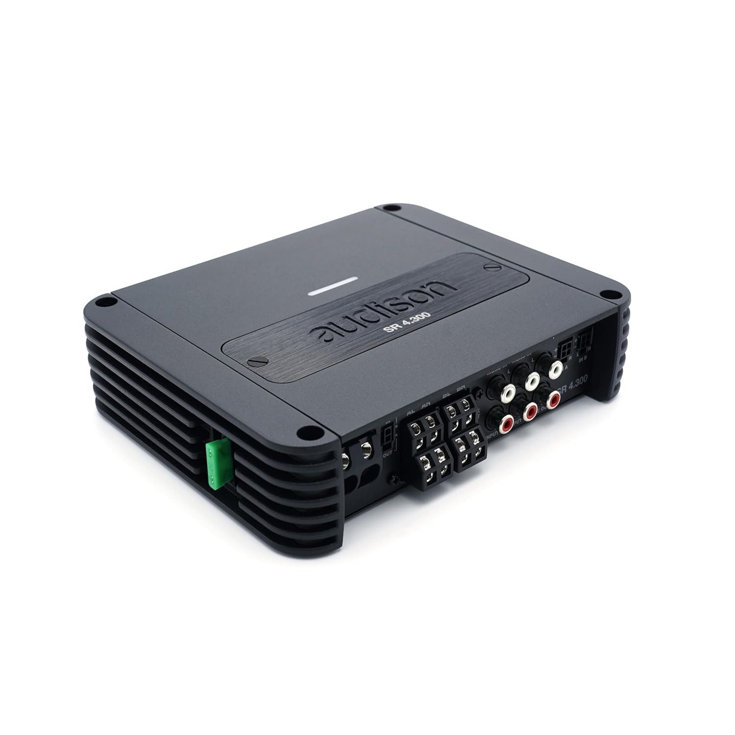 Audison SR 4.300 amplificador clase D de 4 canales 4x130W RMS a 4 ohmios diseño compacto para sistemas full range o bi amplificación instalación en automóvil-Casagoloft