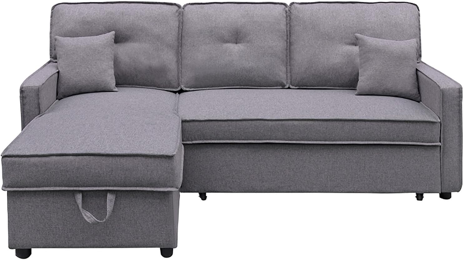 amuéblate online sofá chaise longue cama de 3 plazas modelo Duero con arcón diseño moderno práctico con reposabrazos 202x135x90 cm color gris para salón multifuncional-Casagoloft