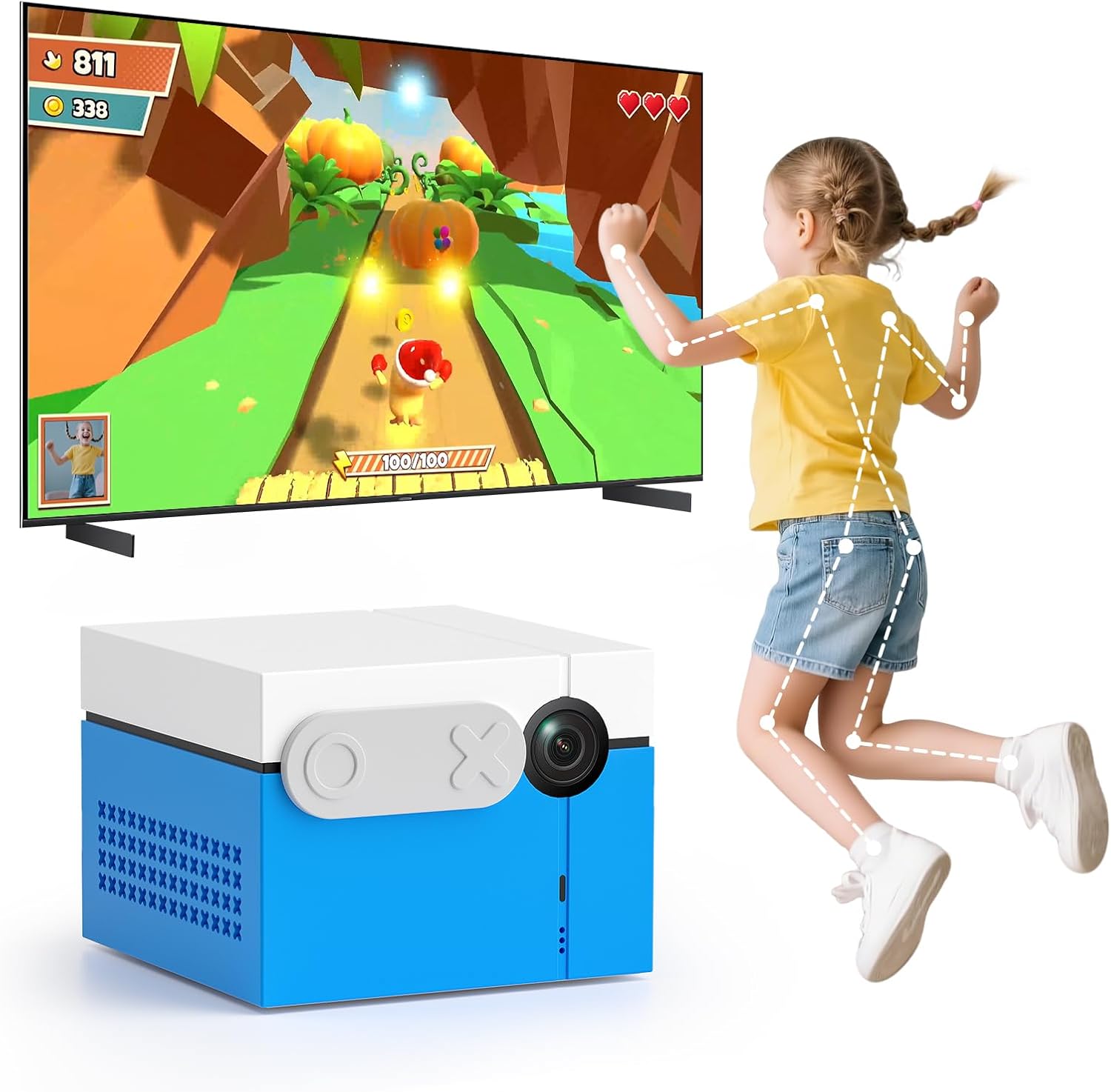 KINHANK MotionX consola de juegos con sensor de movimiento sistema interactivo sin mando para padres e hijos conexión HDMI USB tipo C sin suscripción-Casagoloft